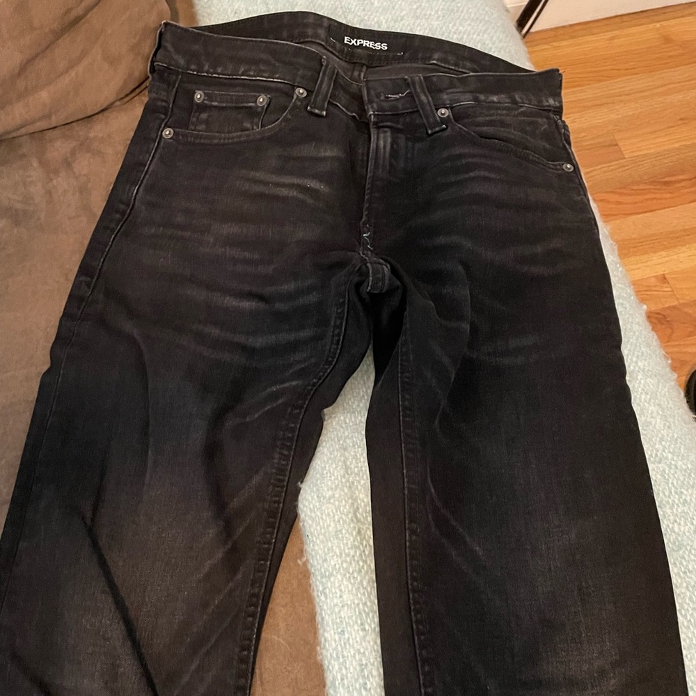 Express Slim Straight Jeans, Black